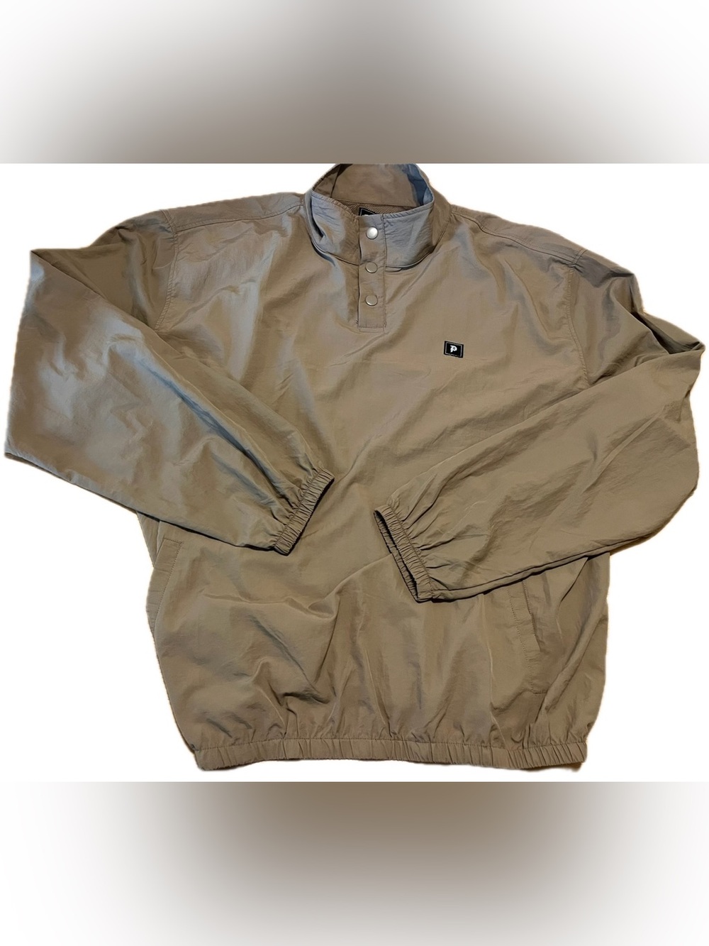Primitive Skateboarding Mock Collar Pullover Anorak/Windbreaker in Taupe, XXL